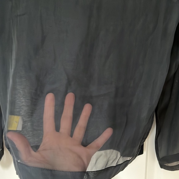 Dries Van Noten Navy Blue Cotton Top W/ Sheer Silk Sleeves & Back Size M - Picture 5 of 5